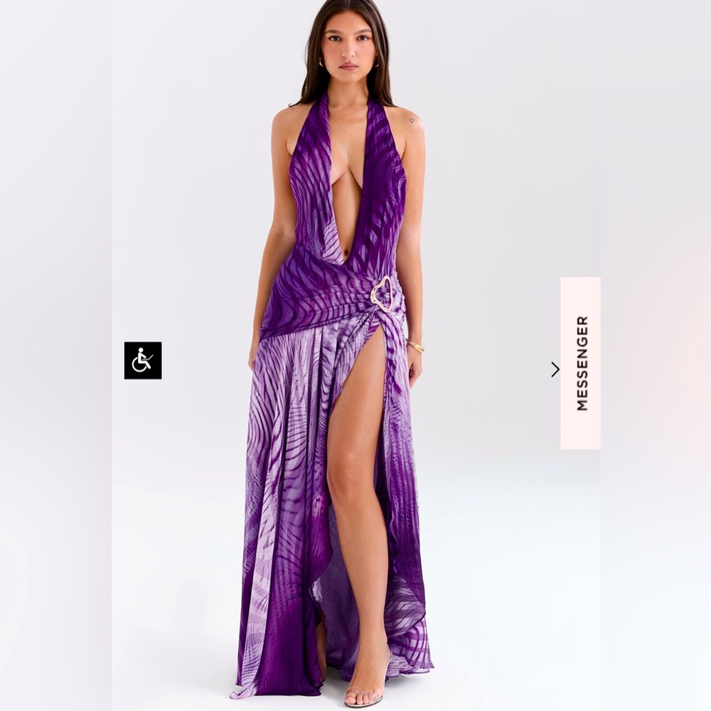 House of CB Olessia orchid backless halter Maxi dress NWT